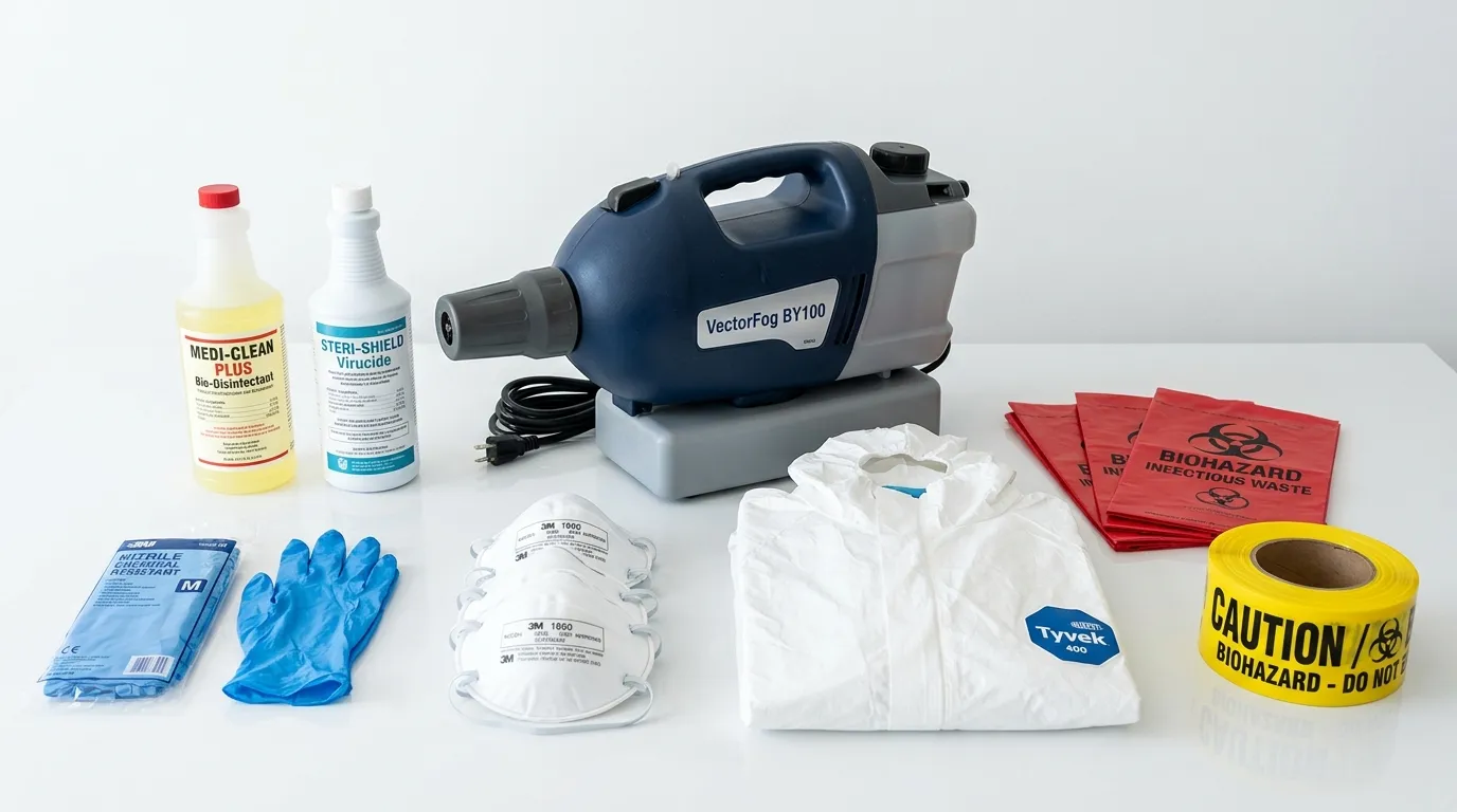 Professional biohazard remediation crew working in Edna