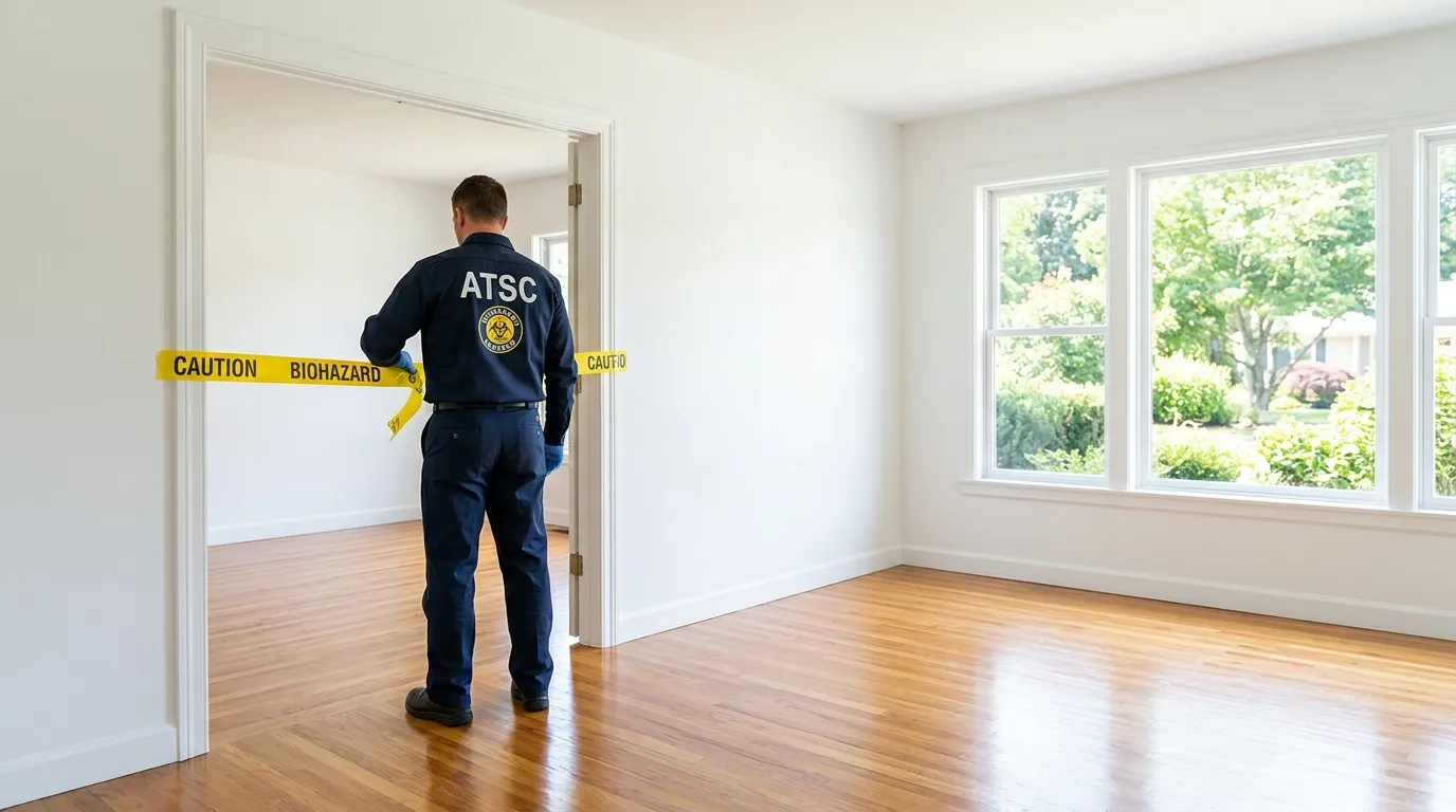 Certified biohazard cleanup crew performing Crime Scene Cleanup in Edna